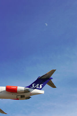 Airplane and moon