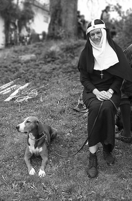 Nun-And-Dog-Bw