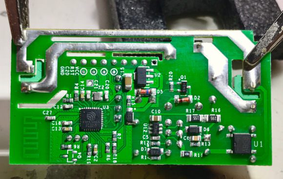 Sonoff Switch PCB underside photo