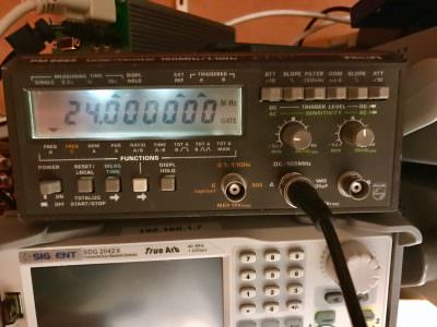 Image of frequency counter showing 24MHz Frequency from External CPU Clock for Odroid C2