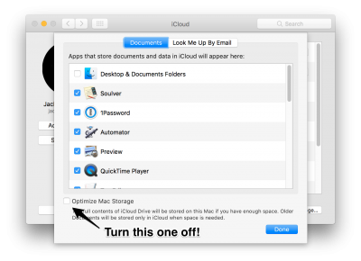 Image of System Preferences iCloud Settings Dialog