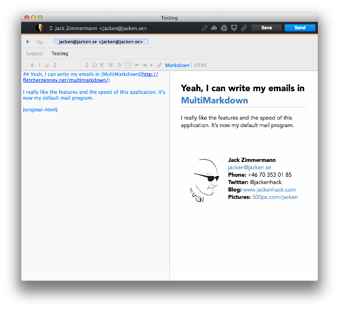 Airmail Compose email window screenshot