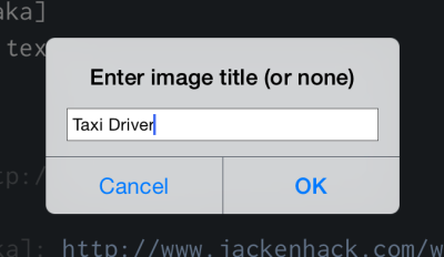 Image title dialog