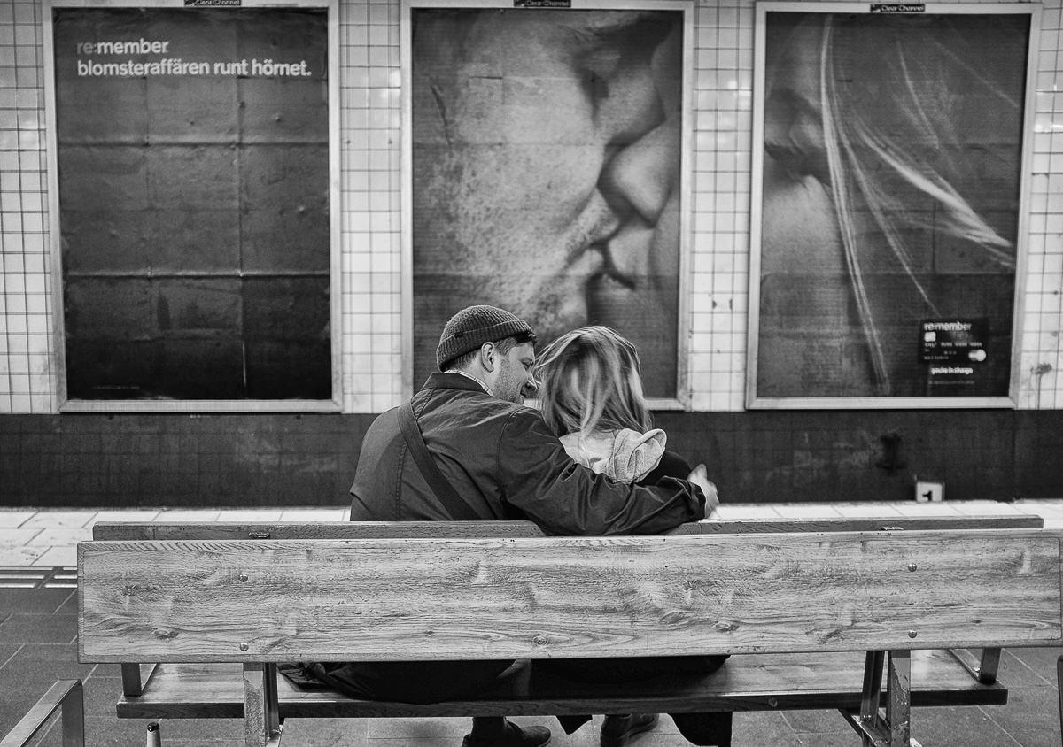Black and white photo of couple