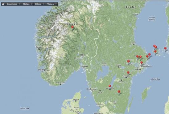 Map from iPhone showing geotagged images from DSLR images