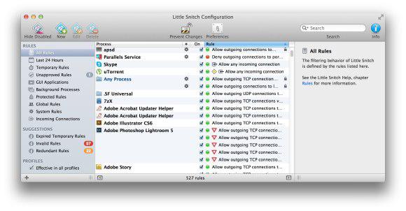 Little Snitch rules window