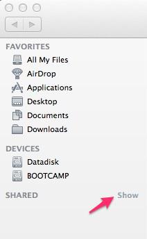 Mac OS X Finder Sidebar Shared image