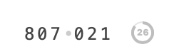 A generated one-time code, 807 021, beside a countdown ring showing 26 seconds left